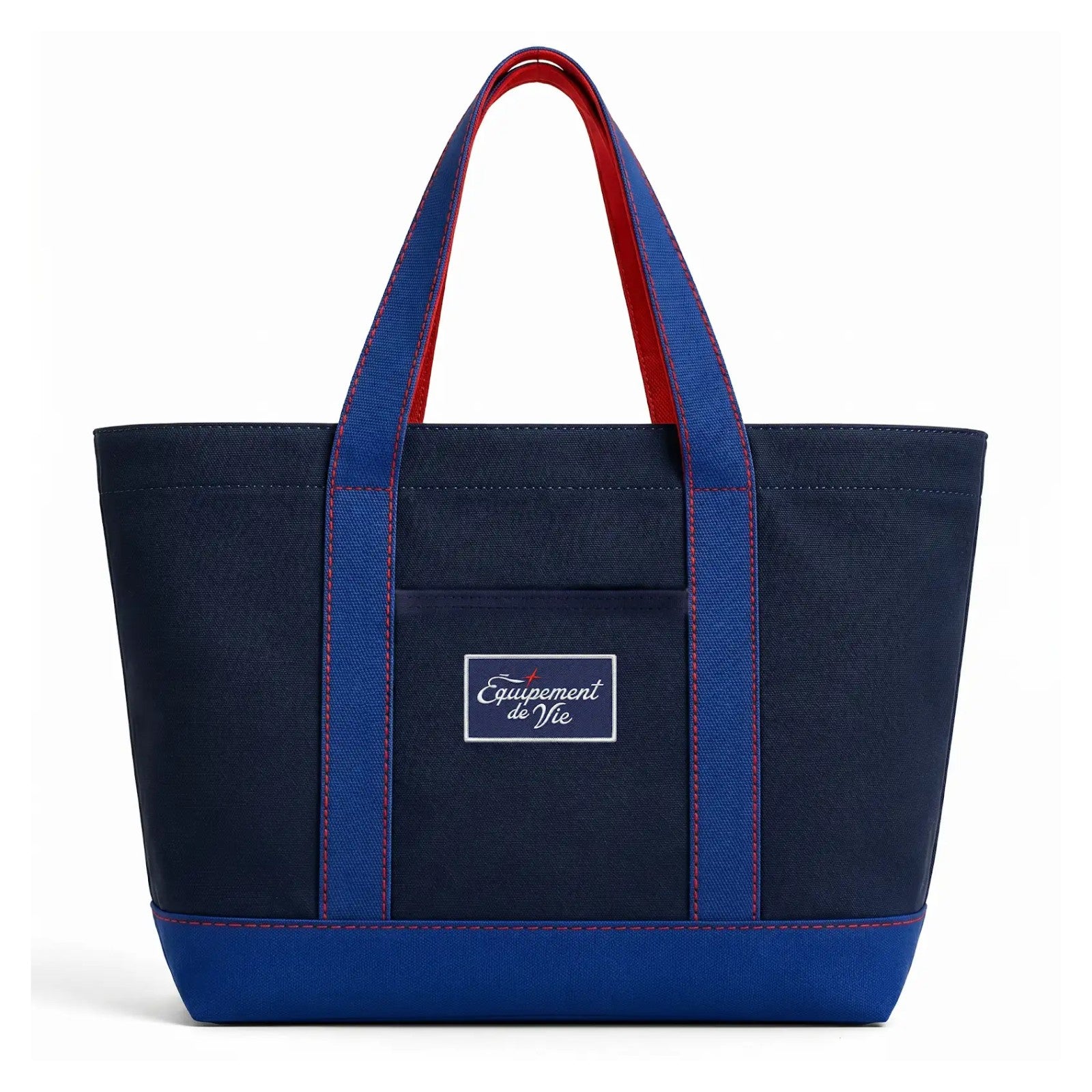 16oz Canvas Crew Tote in Navy with royal blue base and Équipement De Vie patch