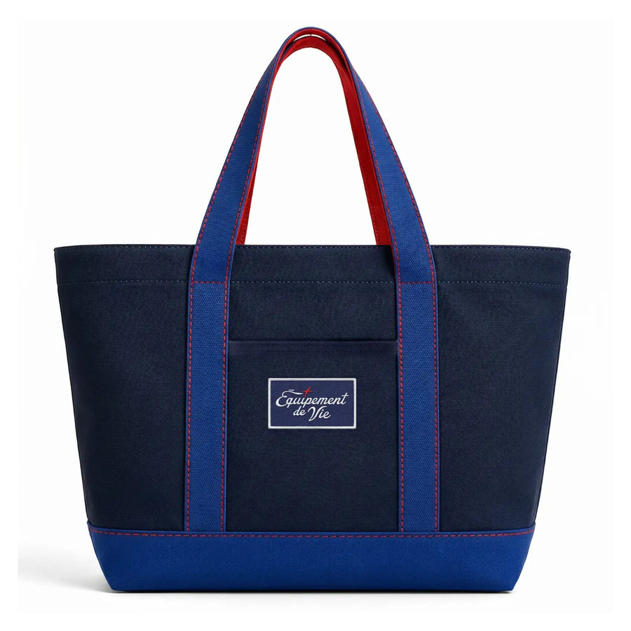 16oz Canvas Crew Tote in Navy with royal blue base and Équipement De Vie patch