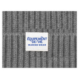 Équipement De Vie Marine Wear woven label on the grey lambswool beanie