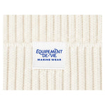 Équipement De Vie Marine Wear woven label on the off white lambswool beanie