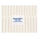 Équipement De Vie Marine Wear woven label on the off white lambswool beanie