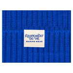 Équipement De Vie Marine Wear woven label on the royal blue lambswool beanie