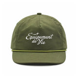 Nylon Five Panel Cap in Olive with embroidered Équipement De Vie logo
